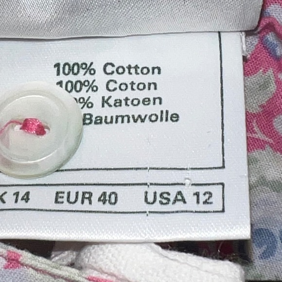 Vintage 80s Laura Ashley Long Sleeve Pink Floral Cotton Midi Dress Size 12 - Picture 7 of 10